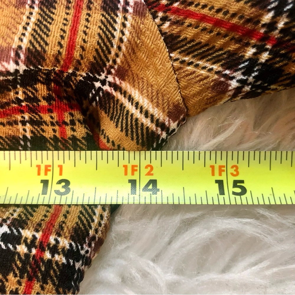 Absolutely Love It Dress Plaid Ruching Puffy Sleeves Sz. Juniors Large - Picture 7 of 8